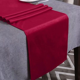 WAITER TREE Velvet Table Runner Washable Dresser Scarf Luxury Rustic Farmhouse Table Runners for Home Dining Coffee Table (Red, 35 x 180cm)