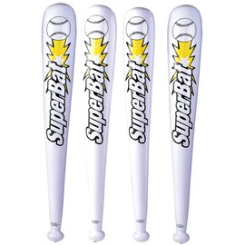 Inflatable Baseball Bats - 4 Pieces (Huge - 42 Inches) (White Super Bat) Party Favor for Kids and Adults Birthday Party, Sports Theme Activities and Good Old Fun! (White Super Bat)