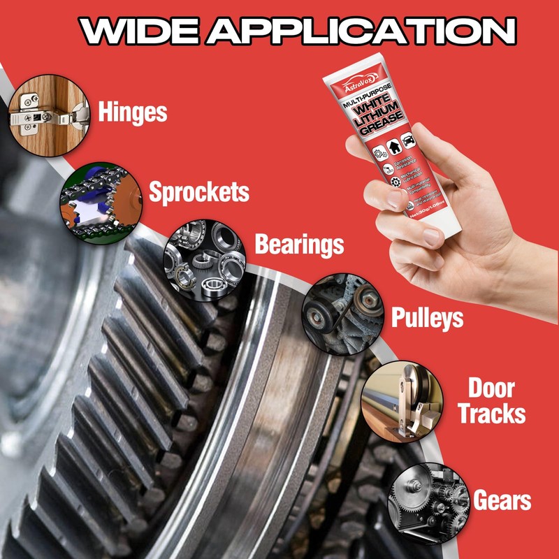 AstraVox White Lithium Grease, Multi-Purpose Lubricant Lithium Grease with Brush