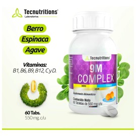 Suplemento Ácido Fólico 9m Complex Tecnu® Embarazo Lactancia Sabor Sin sabor