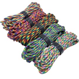 EDGEAM Paracord 4 mm, Pack of 5 236 inch Paracord Cords Rope, 7 Core Strands, Nylon Paracord for Survival, Outdoor, Camping, Bracelet, Dog Lead, Total Length 1180 inches (Colour C, 5 x 6 m/236 inches)