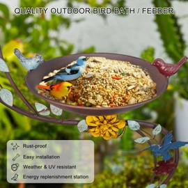 Lifuleiyin Bird Baths for Outdoors with Bird House, 46" Height Metal Bird Bath with Flower Planter Pedestal, Weather Resistant Outdoor Birdbath for Garden Yard Lawn