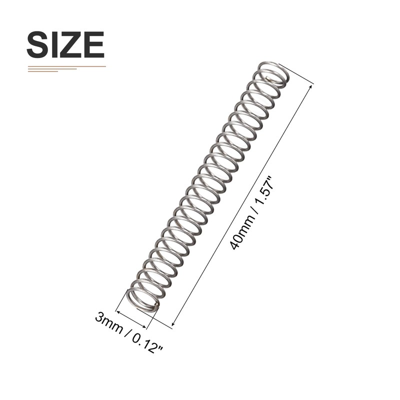 DTGN 0.3x3x40mm(DxODxL) Compression Spring - 10Pack - Good for Machinery