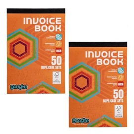 Booghe,Carbonless NCR Duplicate Invoice Book - 50 Sets - 137 x 203mm Pack of 2