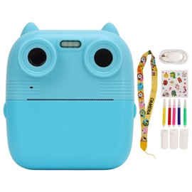 Kids Digital Print Camera HD 1080P Front Rear Dual Lens Cartoon Playback Selfie Video Camera for Girls Boys Sky Blue