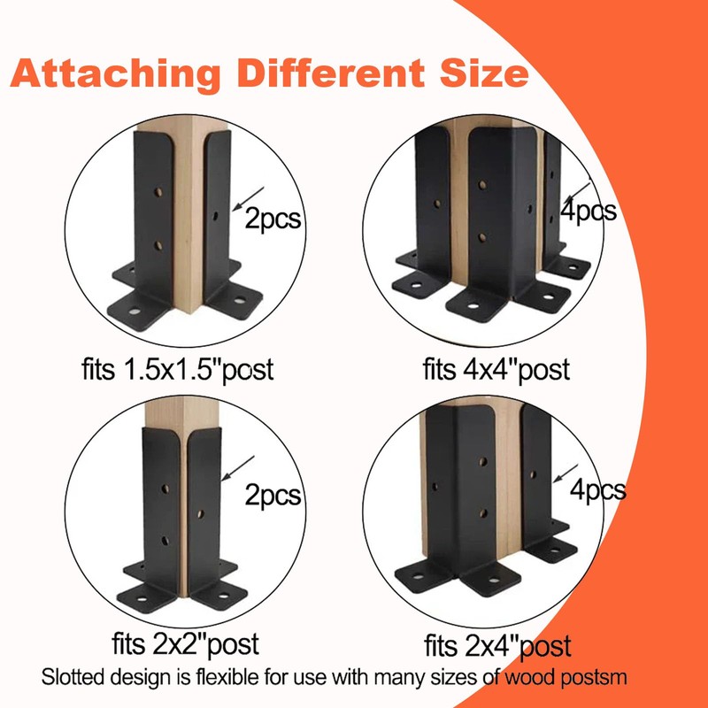 Cokritsm 4PCS Adjustable Deck Post Anchor Base Brackets Fit 1.5x1.5,2x2,2x4,4x4