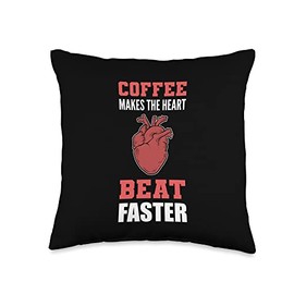 Heart Beat Faster Decaf, Macchiato, Cappuccino Heart Beat Faster Caffeine Lover Throw Pillow, 16x16, Multicolor