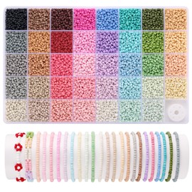 Funtopia 3 mm Beads for Bracelets, 39 Colours, 9600 Pieces Bead Set, Bracelets, DIY Beads, Beads for Threading Bead Set, Children, Adults, for Craft Set