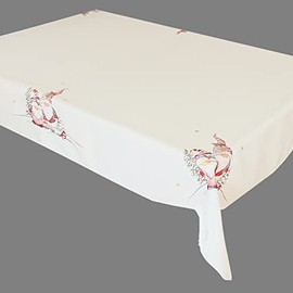 Tablecloth Table Runner Table Cloth Cushion Cover Christmas Wool White Embroidered with Red Gnome Men (130 x 170 cm)