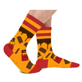 AGRIMONY Funny Socks for Men Dad Women - If You Can Read This Bring Me Chocolate Fun Novelty Crew Socks - Teens Boys Crazy Funky Food Socks with Sayings-Valentines Day Christmas Funny Gifts