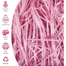 Hengrongshen Gift Filler, 300 g Filling Material for Packages, High Quality, Shredded Paper, Gift Box Decoration for Christmas, Wedding, Anniversary, Valentine's Day Party (Pink)
