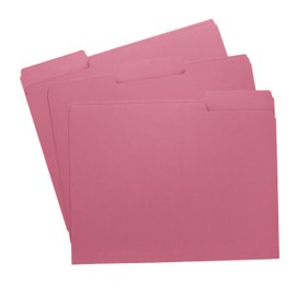 Pink File Folders, 1/3-Cut Tabs, Letter Size, 12-Pack – Durable Office Filing Folders for Documents, Papers, and Organization