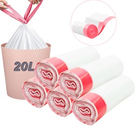 20l Bin Bags - 100 Bags, Drawstring Bin Liner Tie Handle Swing. Biodegradable Rubbish Trash Garbage Food Waste Bags, KITBEST Small Recycle Caddy Pedal Liner, Compostable, Tear-Free, White (50x60cm)