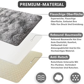 Bibykivn Rug Living Room High Pile Rugs Washable, 80 x 160 cm Modern Long Pile Rugs Non-Slip Underside Carpet, Soft Rug Large for Living Room Bedroom Dormitory (Light Grey)