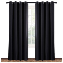 NICETOWN Black Blind Blackout Window Curtain - (Black Color) Thermal Insulated Modern Window Covering Soundproof Drape Panel for Bedroom, W52 x L84 Inch, 8 Grommets Top, 1 Piece