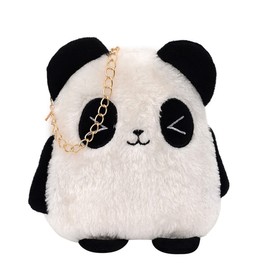 FakeFace Panda Shoulder Bag, Sewn Pouch, Cute, Pochette, Fluffy, Mini Bag, Girls, Women's, Smartphone Pouch, One Shoulder Bag, Crossbody Hanging, Portable Pouch, Lightweight, Large Capacity, Wallet,