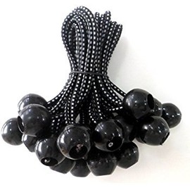 20 PACK ASSORTED HIGHLY RESISTANT BALL BUNGEE BLACK 6 INCH AND 9 INCH (UV PROTECTED) 100% NATURAL LATEX