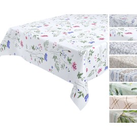 BEAUTEX Oilcloth Tablecloth, Wipe-Clean Tablecloth, Round, Oval Square, Choice of Motif and Size (Anemone, Square 140 x 180 cm)