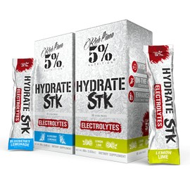 5% Nutrition Hydrate STK Hydration Stick Packets | Electrolyte Powder Packets with Coconut Water | 2-Pack | (Blueberry Lemonade + Lemon Lime)