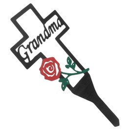 CAXUSD Cemetery Cross Memorial Stake Metal Grave Marker for Outdoor Remembrance Garden Decoration for Grandma Lightweight and Easy to Install for Graves and Courtyards