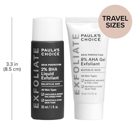 Paula's Choice-SKIN PERFECTING 8% AHA Gel Exfoliant & 2% BHA Liquid Travel Duo-Facial Exfoliants for Blackheads Enlarged Pores Wrinkles and Fine Lines