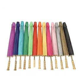 KFMX 2 Piezas Paraguas Sombrilla China Japonesa Bambu Tela 85 Cm