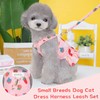 PETPUBGNZS Small Dog Dress Harness and Leash Set Cute Princess