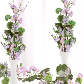 Unbranded Artificial Purple Geranium and Berry 30" Sprays and 5' Garland Set