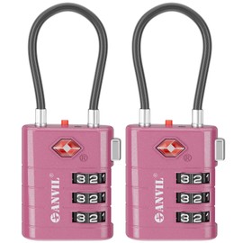 ANVIL Luggage Locks, TSA Locks for Luggage, Advanced TSA008 core, Alert Indicator. A Great Suitcase Lock, Backpack Lock, Gym Lock, Travel Lock for Travel and Daily use. (2, Rose Purple)