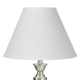 Bright Antique White Linen Large Lamp Shade 6.5" Top x 15" Bottom x 10.75" High x 11.75" Slant (Spider) Replacement with Harp and Finial - Springcrest