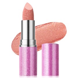 Erinde Glitter Shine Lipstick, Pearl Diamond Shimmery Creamy Lipcolor, Hydrating Glimmer Finish Lipsticks with Creamy Texture, Long Lasting High Pigmented Metallic Lip Stick Lip Stain, 03 Rose Gold