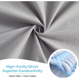 Grounding Sheets 12% Pure Silver Fiber 88% Organic Cotton 400 Threads Earth Connected Bed Sheet Superior Earthing Fitted Sheet with Long Grounding Cord and Test Pen (Queen 60"x 80"x 15" Charcoal Gray)