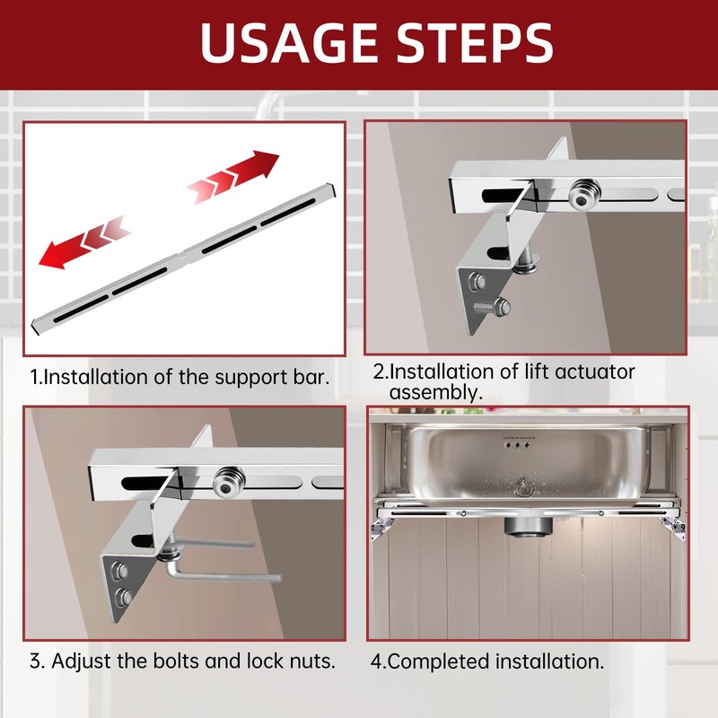 Undermount Sink Brackets, Adjustable Undermount Sink Supports, Stainless Steel Sink