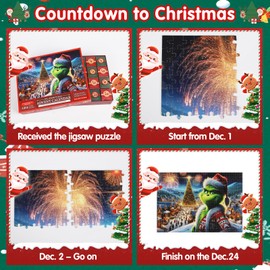 2025 Puzzle Advent Calendar for Adults and Children, 24 Boxes 1008 Pieces Puzzle Christmas Countdown Gifts, Advent Calendar Christmas Decoration Indoor