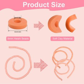 AUAUY 12 Strands Heishi Beads Set, 4200 Colourful 6 mm Clay Beads, Flat Beads Clay Beads Craft Set, Jewellery Making Sets for Choker, Necklace, Bracelet, Earrings, DIY Adults Children