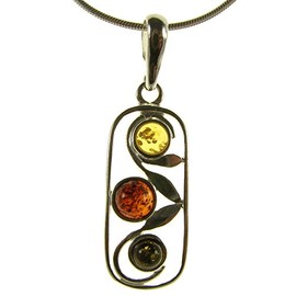 Baltic amber and sterling silver 925 multi-coloured pendant (no chain)