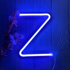 ENUOLI Blue Neon Letter Sign Neon Words Battery/USB Powered LED Alphabet Neon Art Lights Wall Decor Light up Words for Wedding Birthday Party Christmas Home Bar Decoration (Z)