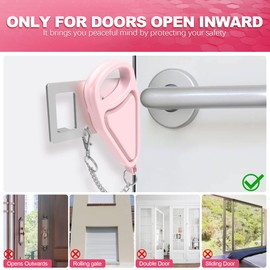 Portable Door Lock, Hotel Door Locks-Portable Pink Door Lock – Safety and Peace of Mind Designed specifically for Women Seeking Extra Protection at Home, in Hotels, or on The go