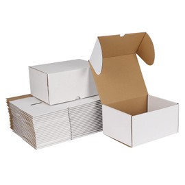 ZBEIVAN 8x6x4 White Shipping Boxes Set of 25, Corrugated Cardboard Mailer Boxes for Packaging Small Business Mailing Gifts