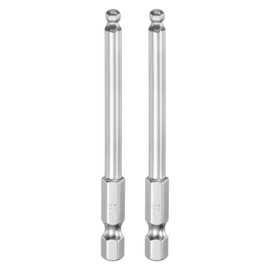QUARKZMAN Pack of 2 Ball Head Hexagon Screwdriver 4 mm (H4.0) Hex Shank Ball End Hex 75 mm Long Magnetic 1/4 Inch S2 Alloy Steel Screwdriver Bit Set Power Tools