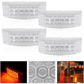 cciyu 4x Clear 6" LED Rectangle Side Marker Clearance Trailer Lights 21 Diodes with Reflectors Waterproof Rectangular Led Stop Turn Tail Brake Lights Surface Mount