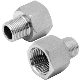 Beduan Stainless Steel NPT Reducer Adapter 1/2 Female to 3/8 Male Threaded Reducing Pipe Fittings Adaptor(Pack of 2)