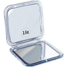 Mirrorvana - Espejo Pequeo de Bolsillo con Aumento 15X - Plegable y Porttil para Maquillaje - Regalos para Mujeres Que Viajan Mucho (Plata)           
