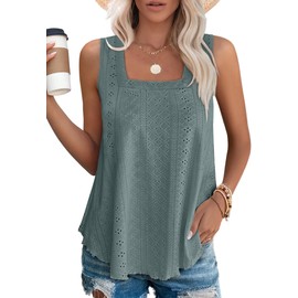 WEESO Womens Tops Dressy Casual Tank Tops for Women Sleeveless Summer Outfits Spring Tops for Women Trendy Green XL