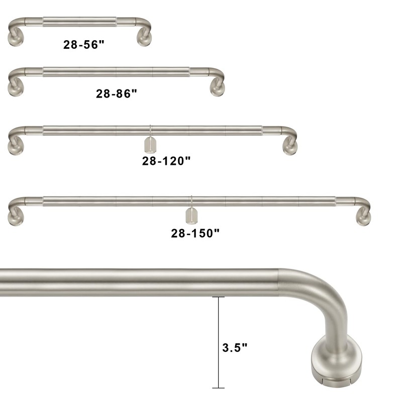 Room Darkening Rods, Single Window Rods 28-86 Inch(2.33-7.17ft) Telescoping Wrap