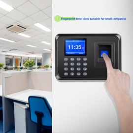 Diseleri Employee Time Clock, Clocking in Machines for Small Business, Fingerprint Punch Card Machine with 2.4 TFT LCD Screen Fingerprint Password, Checking-in Recorder for Business with 8G U-Disk