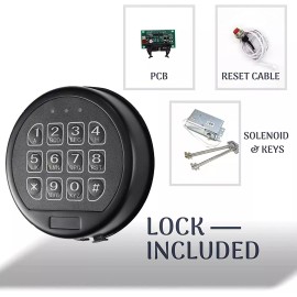 MOUNTPARTS Gun Safe Lock Replacement with 2 Override Keys & Solenoid Safe Electronic Lock