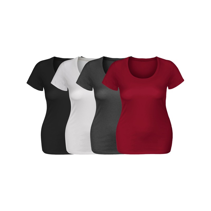 Emmalise Women's Short Sleeve Tshirt Scoop Neck Tee Value Set