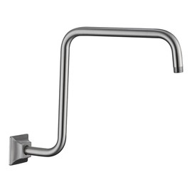 SEABEFORE16" Gooseneck (S-Shape) Shower Arm Brushed Nickel Shower Head Extension with Unique Flange, Standard 1/2" Connection,SE-91058-16BN