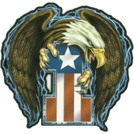 AMERICAN BALD EAGLE NUMBER ONE FLAG TOOLBOX STICKER LUNCH BOX HARD HAT STICKER